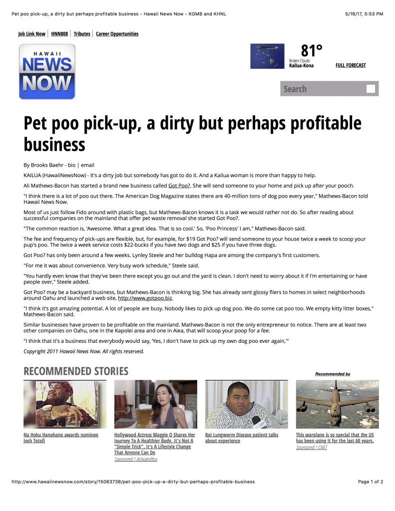 Got Poo News Article